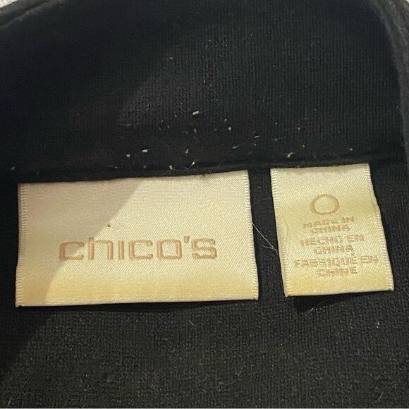 Chico’s Black White Striped Drape Blazer W/ Zipper Detail In Back Women's Small - Picture 3 of 13